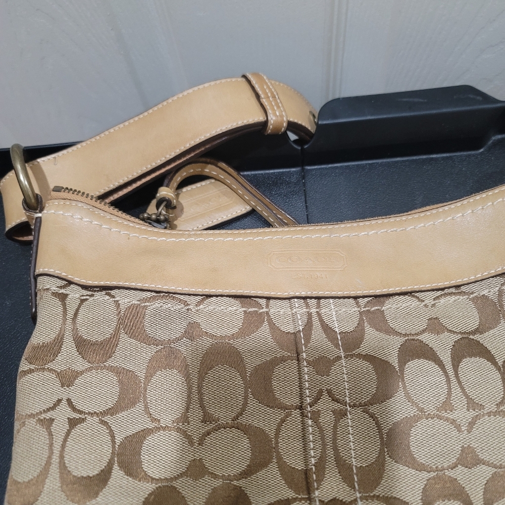 Coach Signature Monogram Leather Trim Crossbody Bag - Picture 7 of 10